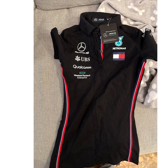Mercedes AMG Petronas Formula 1 ‎ Women's Team Polo Shirt Black  NWT sz Xxs - Picture 1 of 9